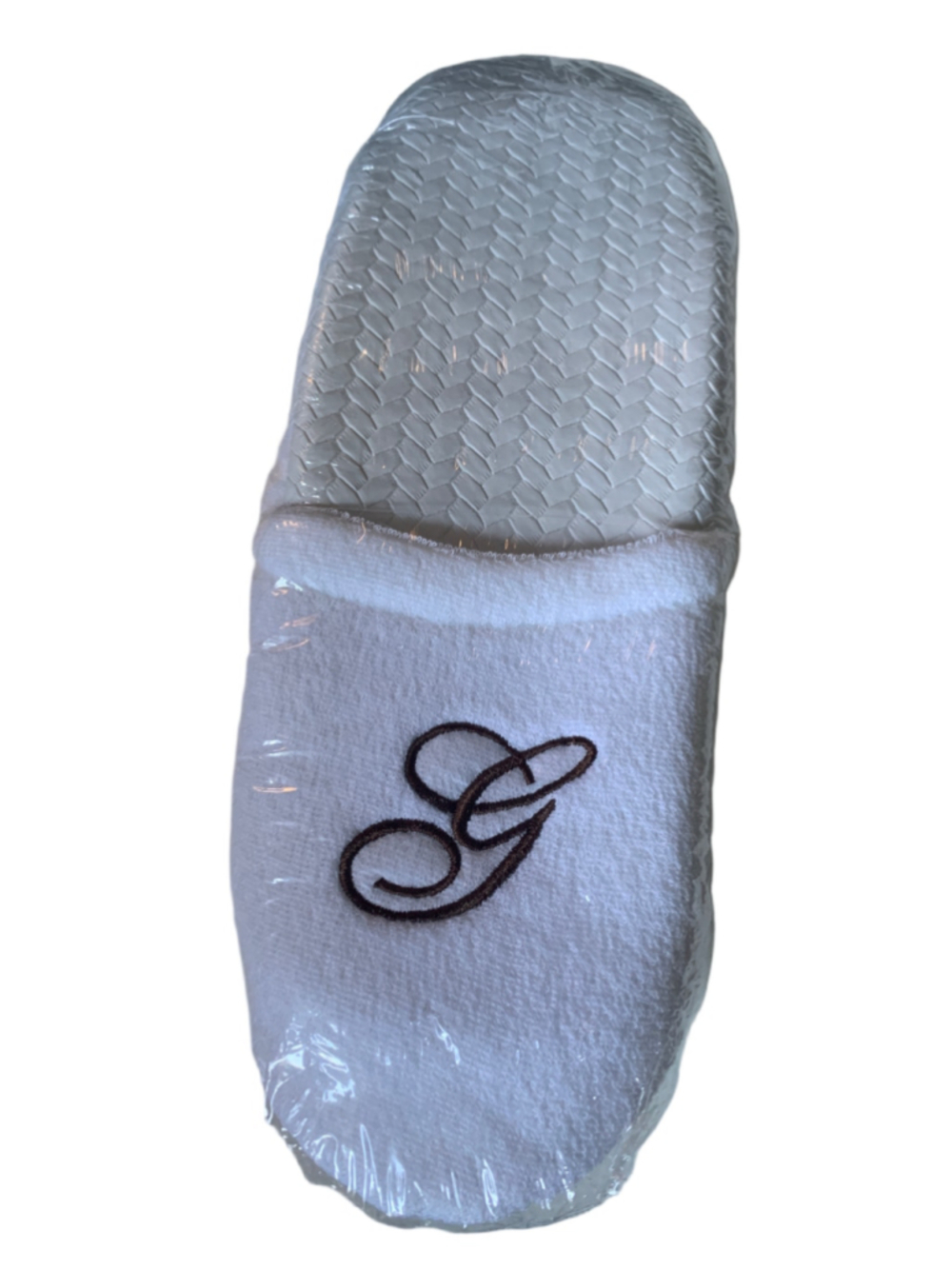 Women's Unbranded Spa Slippers White Brown Monogram G